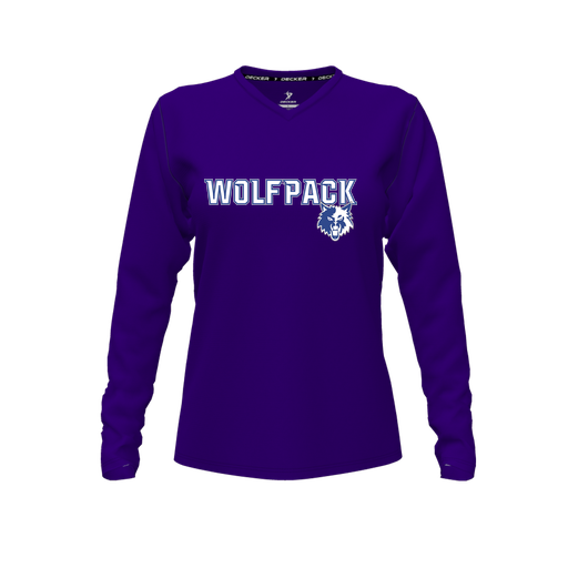 [FTLVCFPP-FYXS-LOGO1] Decker Comfort T-Shirt (Female Youth XS, Purple, V Neck, Logo 1, Long Sleeve)