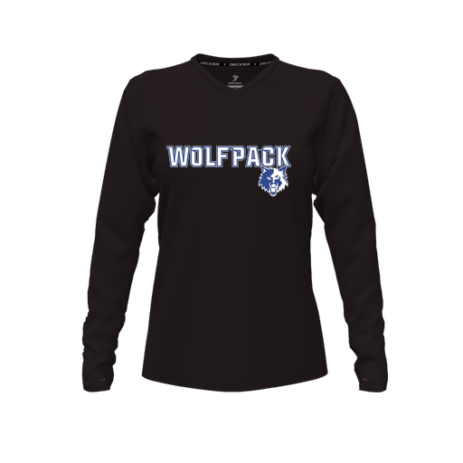 [FTLVPTBK-FYXS-LOGO1] Decker Performance T-Shirt (Female Youth XS, Black, V Neck, Logo 1, Long Sleeve)