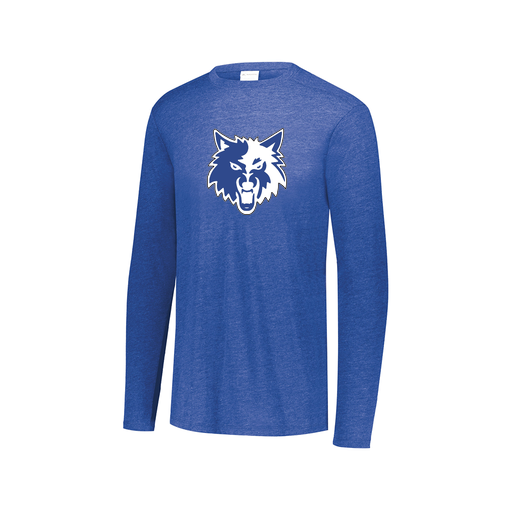 [3075.U55.XS-LOGO2] Decker Men's Tri-Blend T-Shirt - Long Sleeve (Adult XS, Royal, Logo 2)